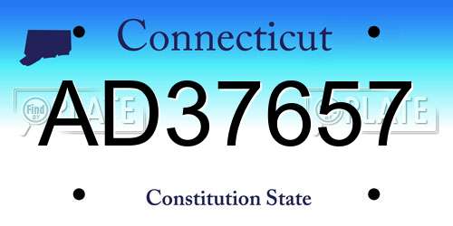 AD37657 Connecticut License Plate