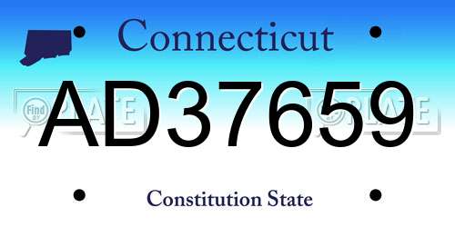 AD37659 Connecticut License Plate