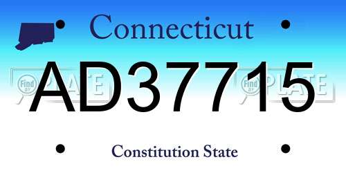AD37715 Connecticut License Plate