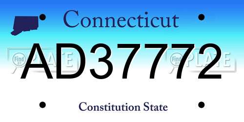 AD37772 Connecticut License Plate