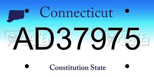 AD37975 Connecticut License Plate
