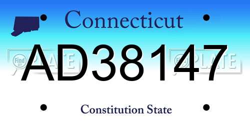 AD38147 Connecticut License Plate