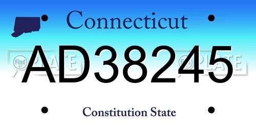 AD38245 Connecticut License Plate