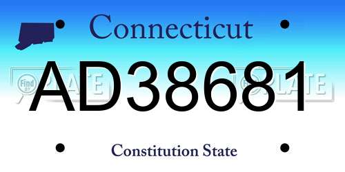 AD38681 Connecticut License Plate