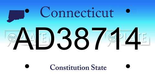 AD38714 Connecticut License Plate