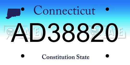 AD38820 Connecticut License Plate