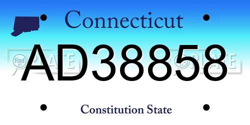 AD38858 Connecticut License Plate