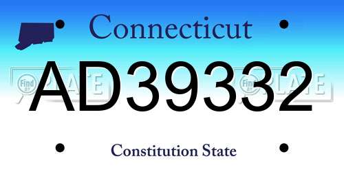 AD39332 Connecticut License Plate