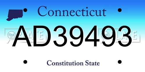AD39493 Connecticut License Plate