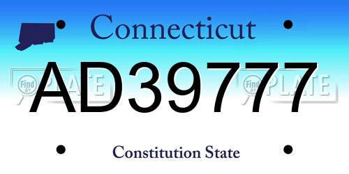 AD39777 Connecticut License Plate