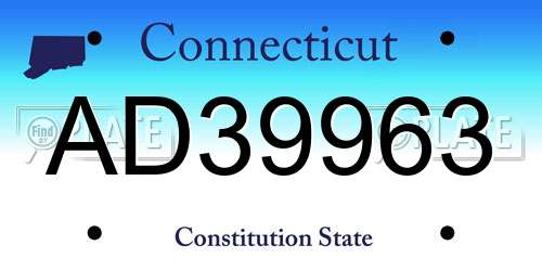 AD39963 Connecticut License Plate