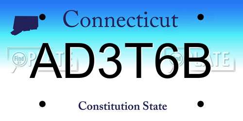 AD3T6B Connecticut License Plate