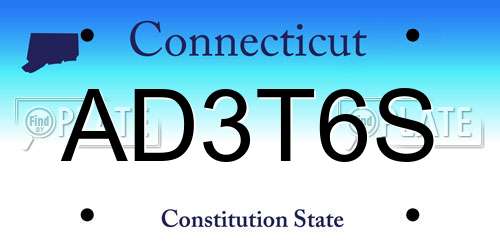 AD3T6S Connecticut License Plate