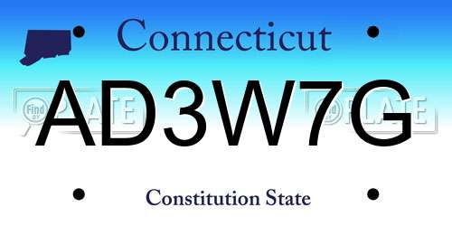 AD3W7G Connecticut License Plate