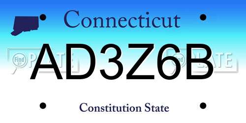 AD3Z6B Connecticut License Plate