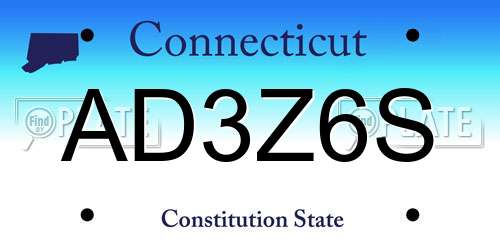AD3Z6S Connecticut License Plate