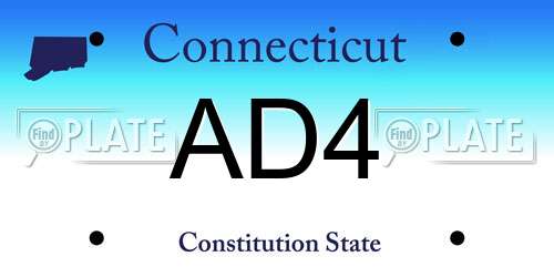 AD4 Connecticut License Plate
