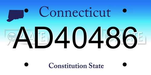 AD40486 Connecticut License Plate