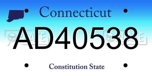 AD40538 Connecticut License Plate