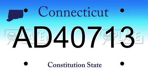 AD40713 Connecticut License Plate