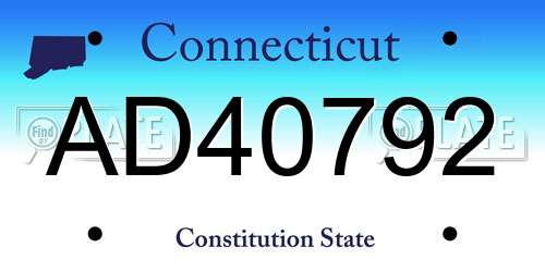 AD40792 Connecticut License Plate
