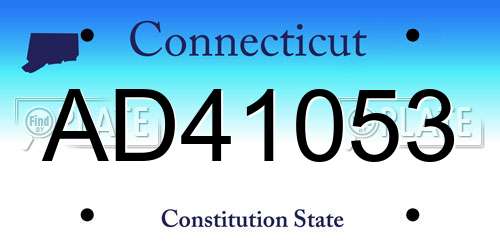 AD41053 Connecticut License Plate
