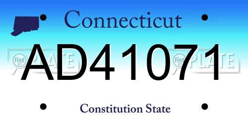 AD41071 Connecticut License Plate