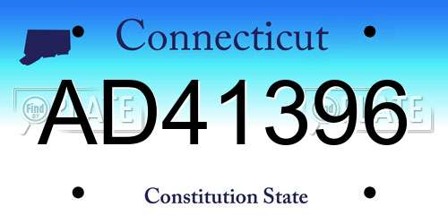AD41396 Connecticut License Plate