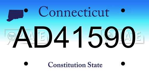 AD41590 Connecticut License Plate