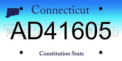 AD41605 Connecticut License Plate