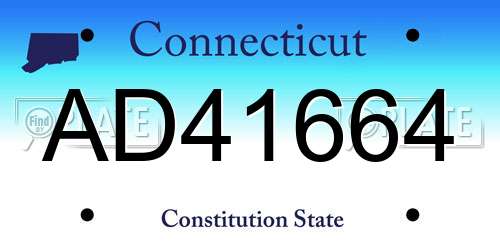 AD41664 Connecticut License Plate