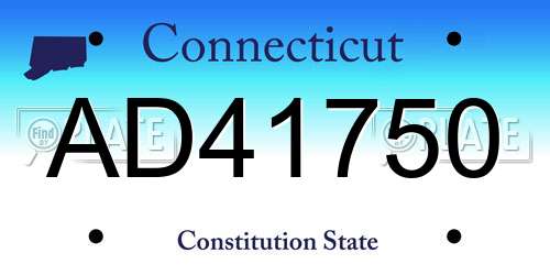 AD41750 Connecticut License Plate
