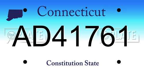 AD41761 Connecticut License Plate