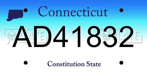 AD41832 Connecticut License Plate