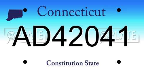 AD42041 Connecticut License Plate