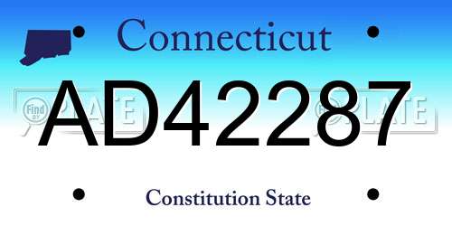 AD42287 Connecticut License Plate