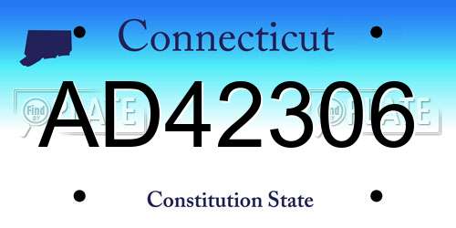 AD42306 Connecticut License Plate