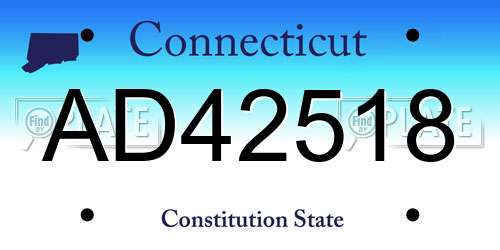 AD42518 Connecticut License Plate