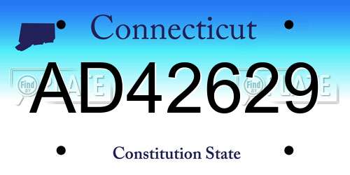 AD42629 Connecticut License Plate