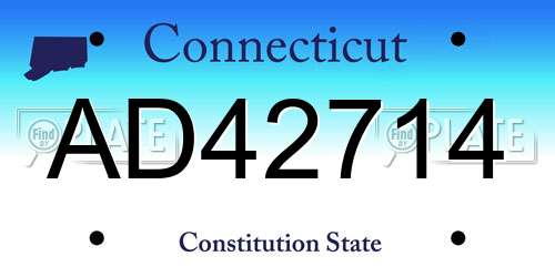 AD42714 Connecticut License Plate
