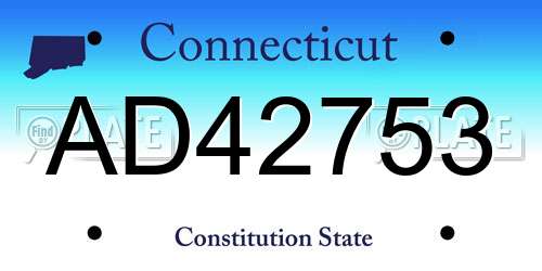 AD42753 Connecticut License Plate