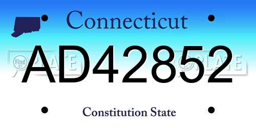 AD42852 Connecticut License Plate