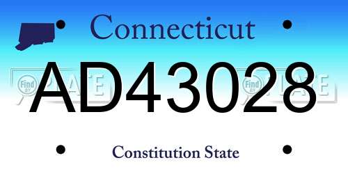 AD43028 Connecticut License Plate