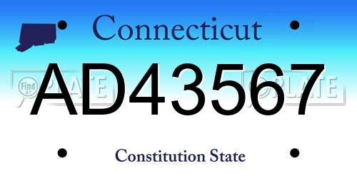 AD43567 Connecticut License Plate