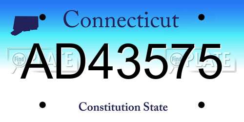 AD43575 Connecticut License Plate