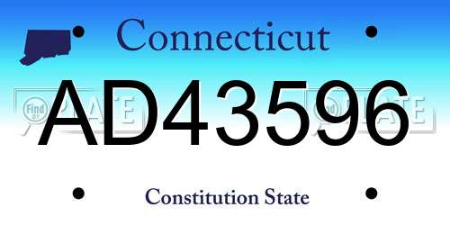 AD43596 Connecticut License Plate