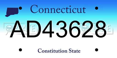 AD43628 Connecticut License Plate