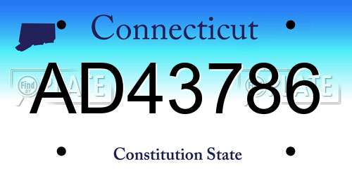 AD43786 Connecticut License Plate