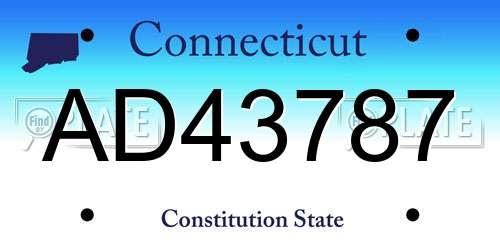 AD43787 Connecticut License Plate