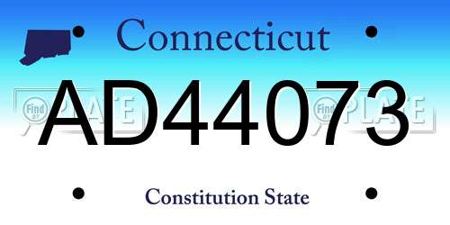 AD44073 Connecticut License Plate